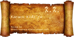 Karacs Klára névjegykártya