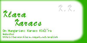 klara karacs business card